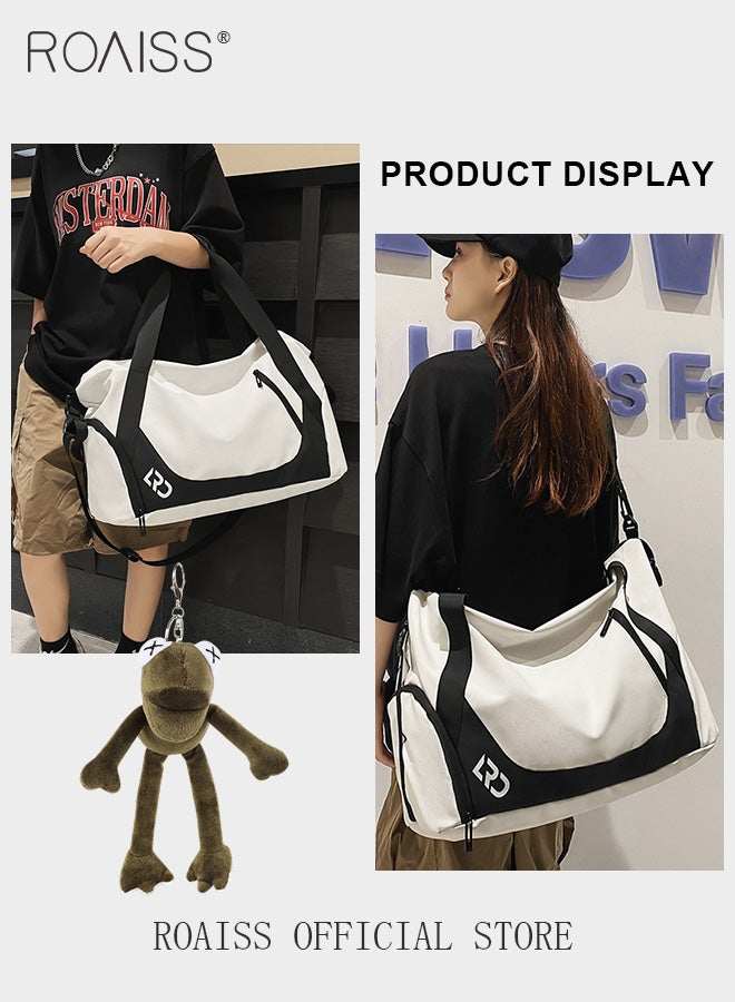 Unisex Multifunctional Fitness Bag Large Capacity Ideal for Short Trips Dry and Wet Separation Scientific Compartmentalization Versatile Travel Duffel Carry On Luggage with Frog Pendant