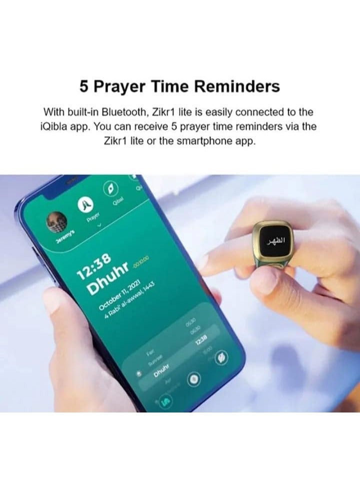 Smart Tasbih Zikr Ring Flex F01 Plastic Version 3 Sizes Muslim Prayer Prayer timing reminder OLED display Tasbih Counter Smart Ring Green