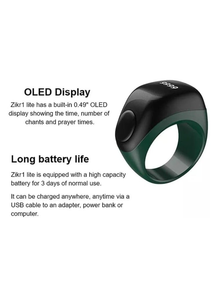 Smart Tasbih Zikr Ring Flex F01 Plastic Version 3 Sizes Muslim Prayer Prayer timing reminder OLED display Tasbih Counter Smart Ring Green