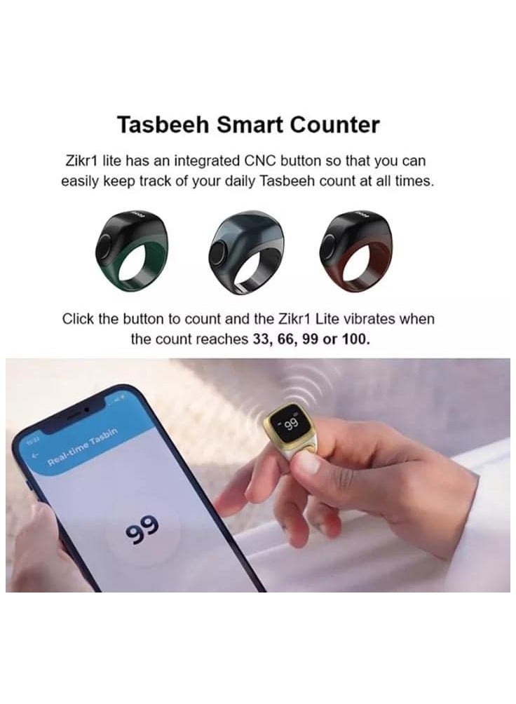Smart Tasbih Zikr Ring Flex F01 Plastic Version 3 Sizes Muslim Prayer Prayer timing reminder OLED display Tasbih Counter Smart Ring Green