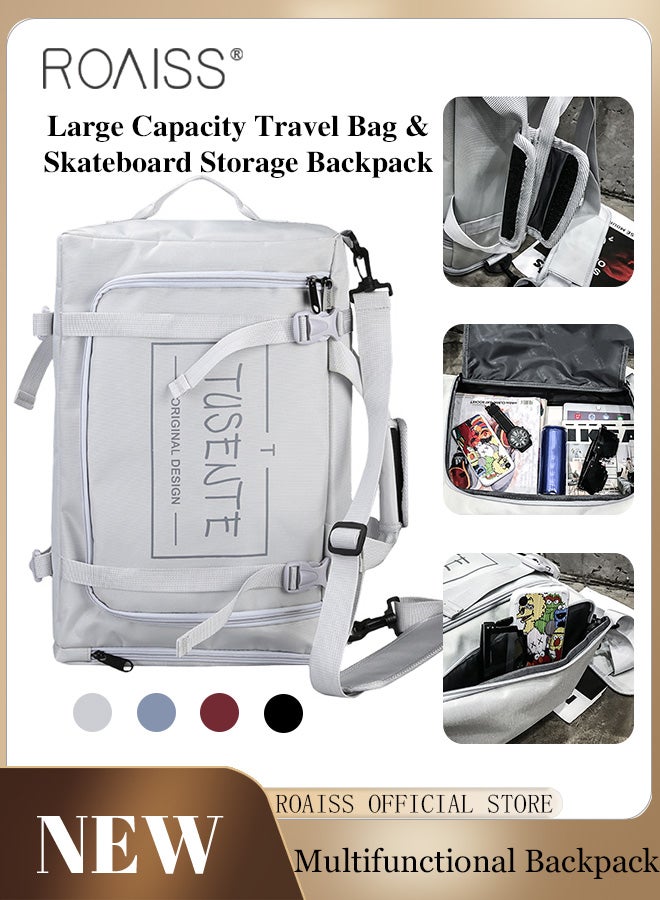 Unisex Multifunctional Backpack Large Capacity Sketching Bag for Art Supplies or Skateboard Storage Features Letter Print and Versatile Solid Color Design Suitable for Work School and Travel Purposes