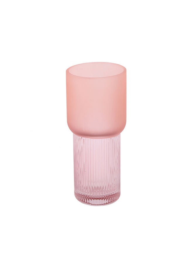 Simple Peach Powder Frosted Table Decorative Glass Vase Pink 18.5cm