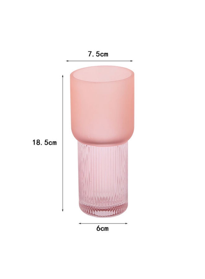 Simple Peach Powder Frosted Table Decorative Glass Vase Pink 18.5cm