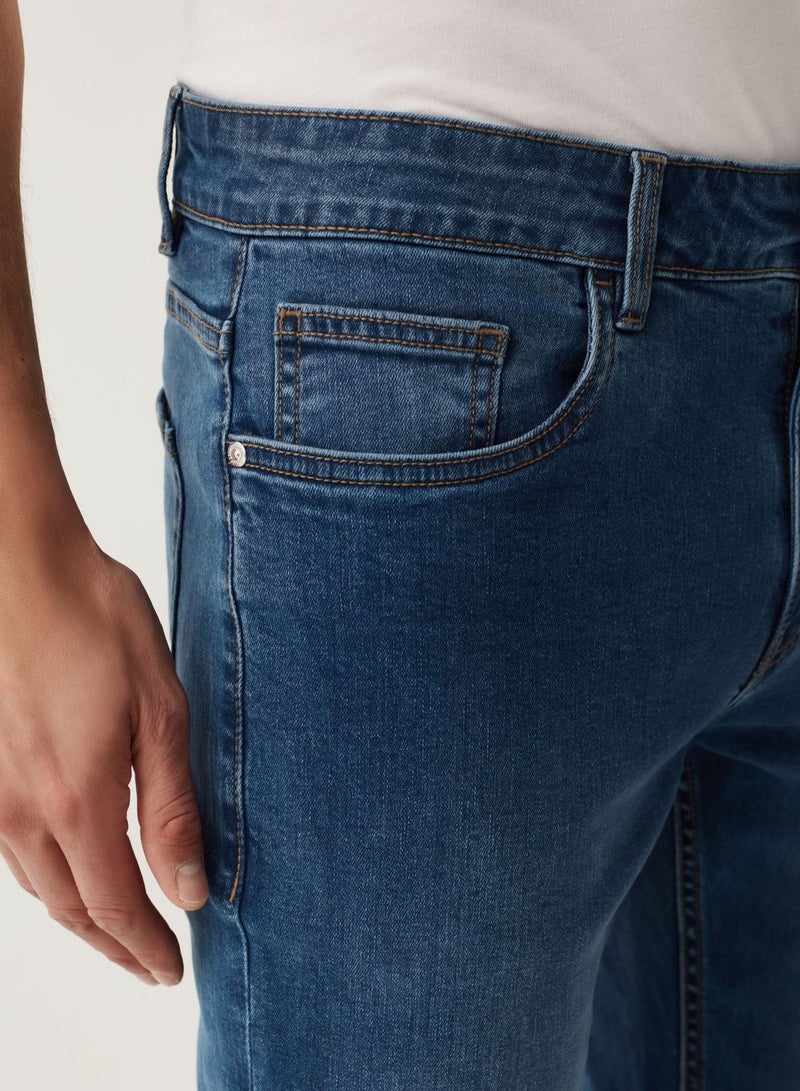 OVS Slim-Fit Cross-Hatch Cotton Jeans