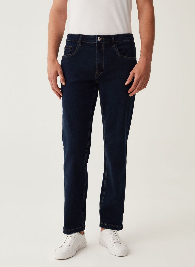 OVS Regular-Fit Jeans With Cross-Hatch Weave