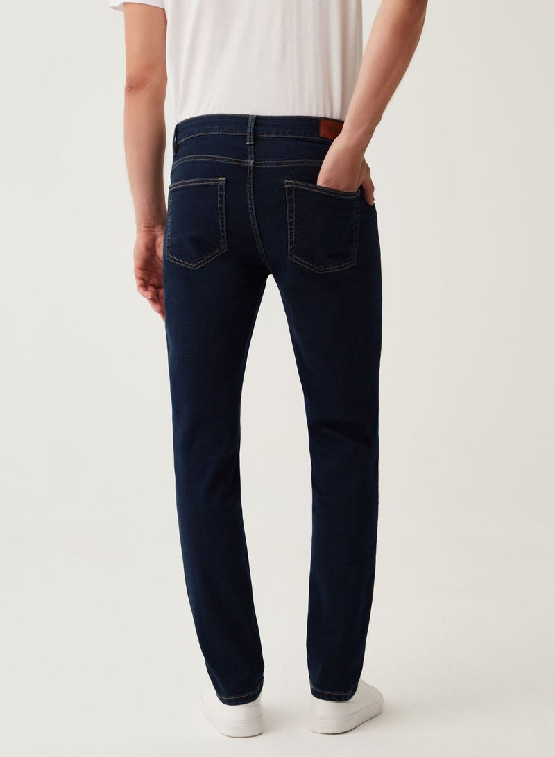 OVS Slim-Fit Cross-Hatch Cotton Jeans