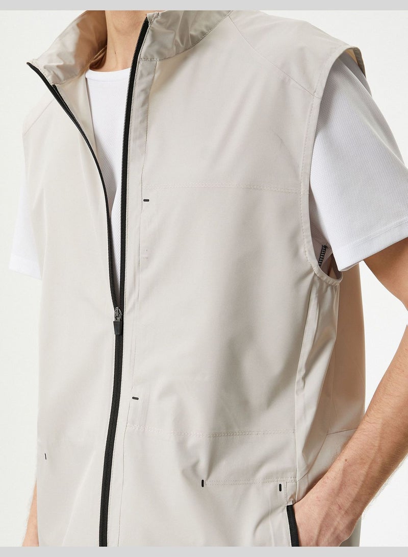 High Neck Zipper Sport Vest