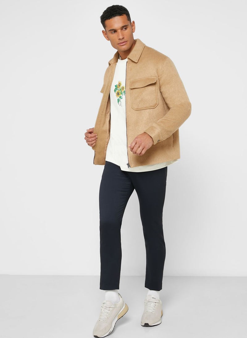 Casual Brushed Shacket Jackets