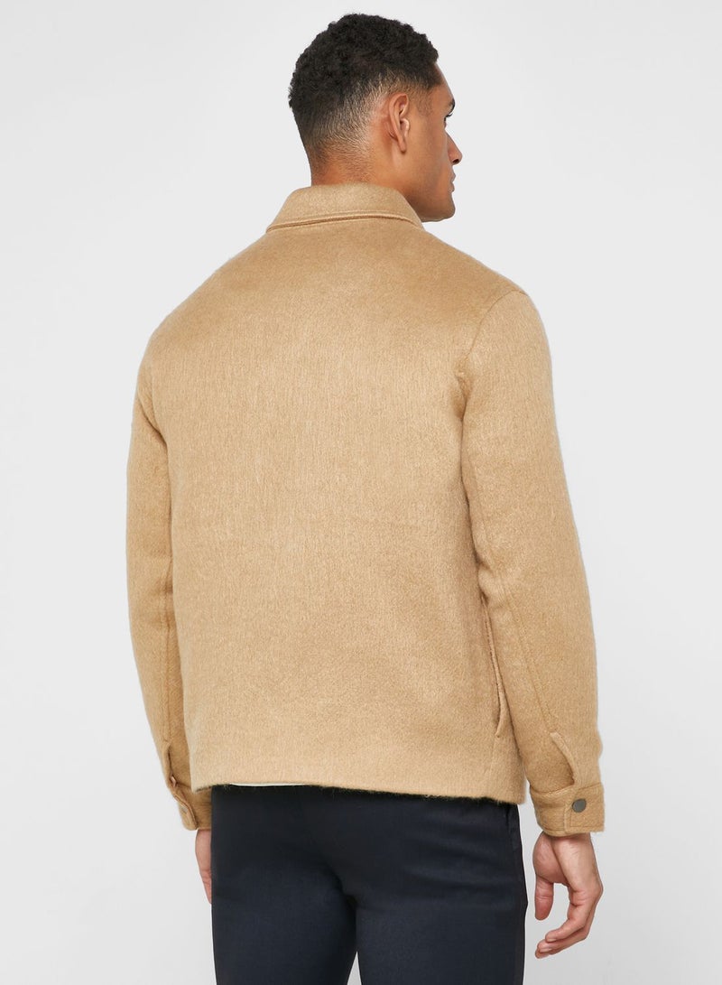 Casual Brushed Shacket Jackets