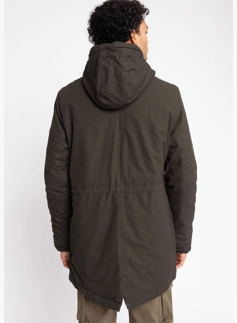 Pure Cotton Slim Fit Hooded Winter Parka