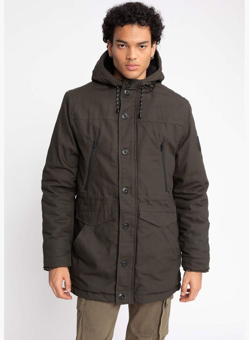 Pure Cotton Slim Fit Hooded Winter Parka