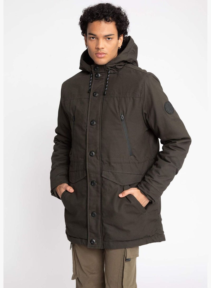 Pure Cotton Slim Fit Hooded Winter Parka