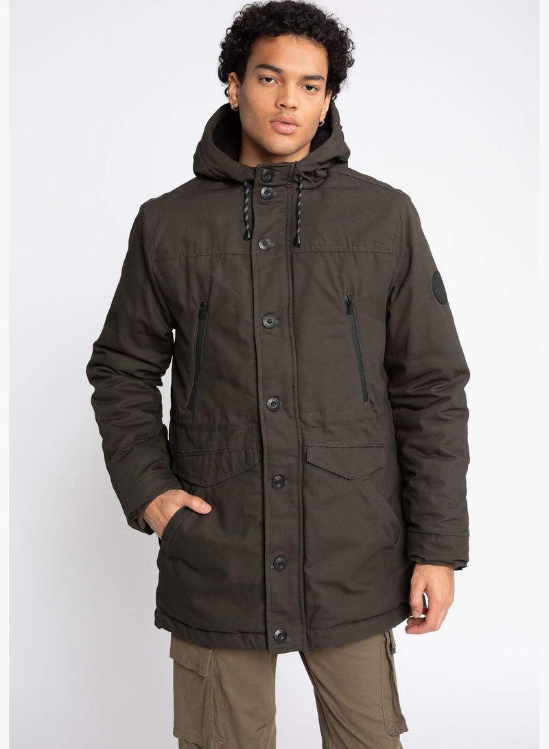 Pure Cotton Slim Fit Hooded Winter Parka