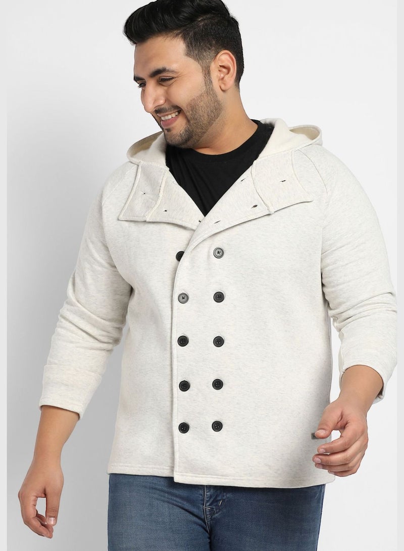 Solid Hooded Neck Long Sleeve Jacket