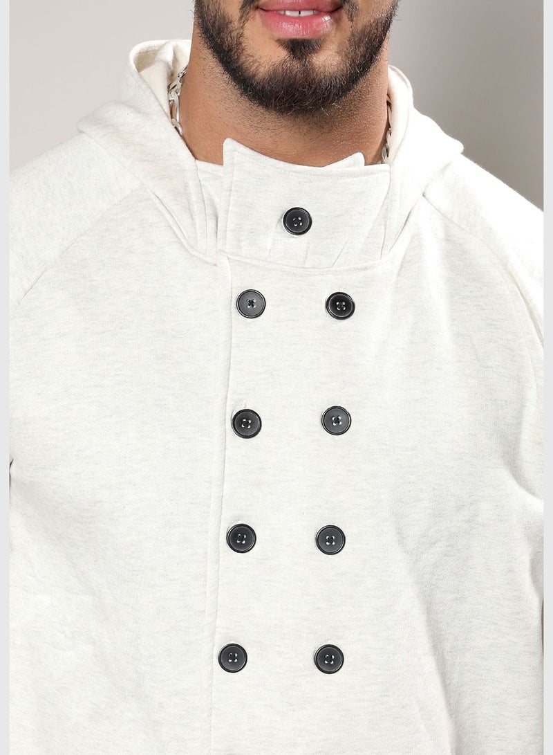 Solid Hooded Neck Long Sleeve Jacket