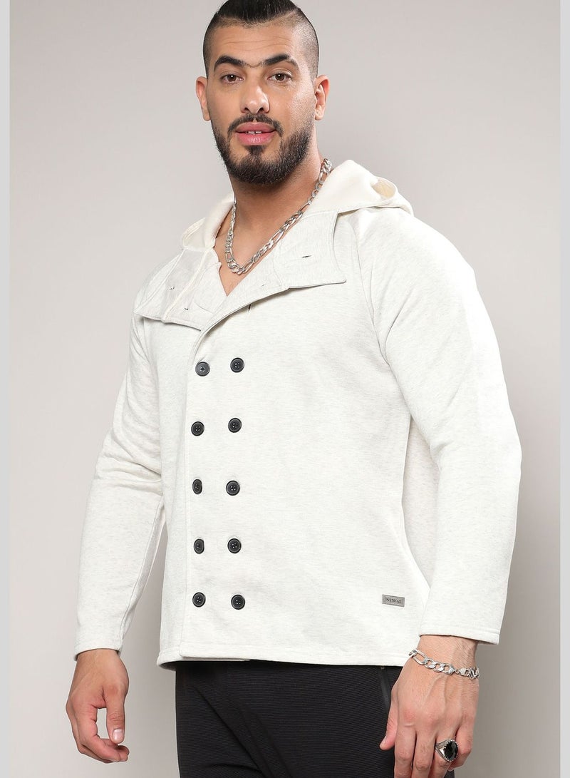 Solid Hooded Neck Long Sleeve Jacket