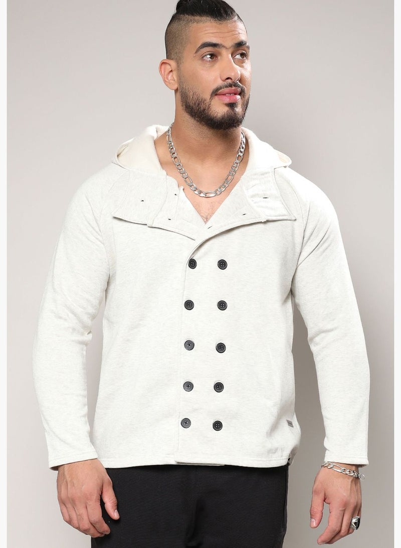 Solid Hooded Neck Long Sleeve Jacket