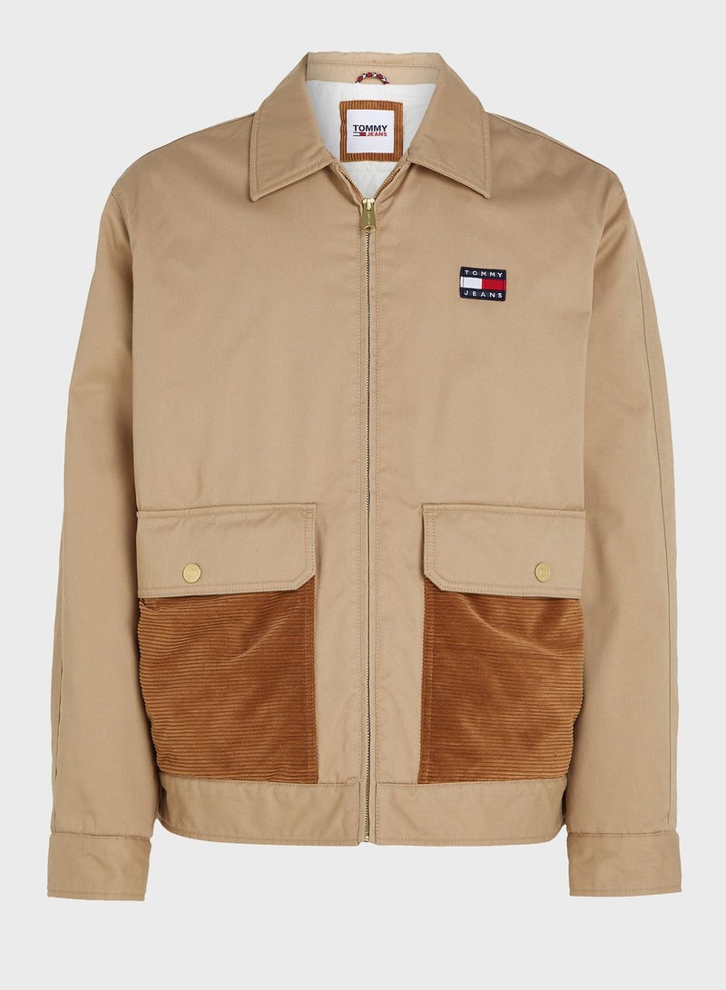 Pocket Detail Zippered Jacket