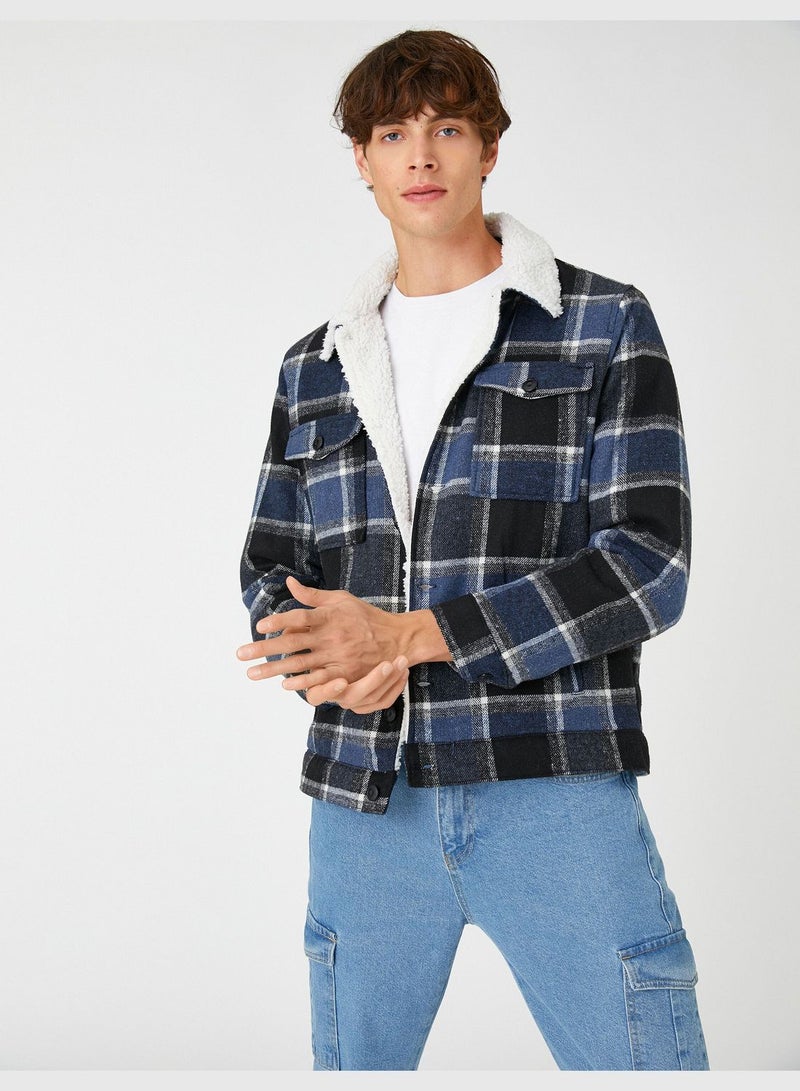 Check Plaid Shirt Jacket Neck Detail