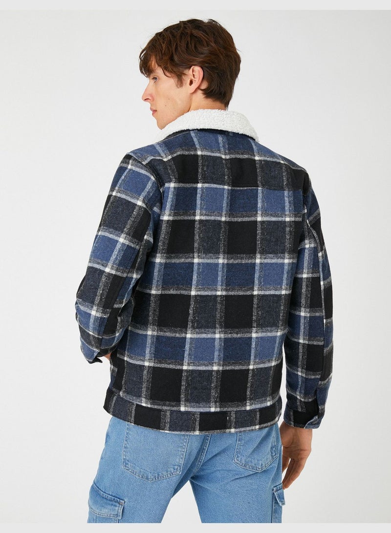 Check Plaid Shirt Jacket Neck Detail