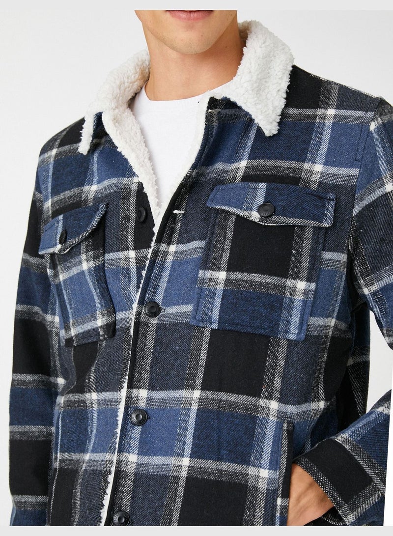 Check Plaid Shirt Jacket Neck Detail