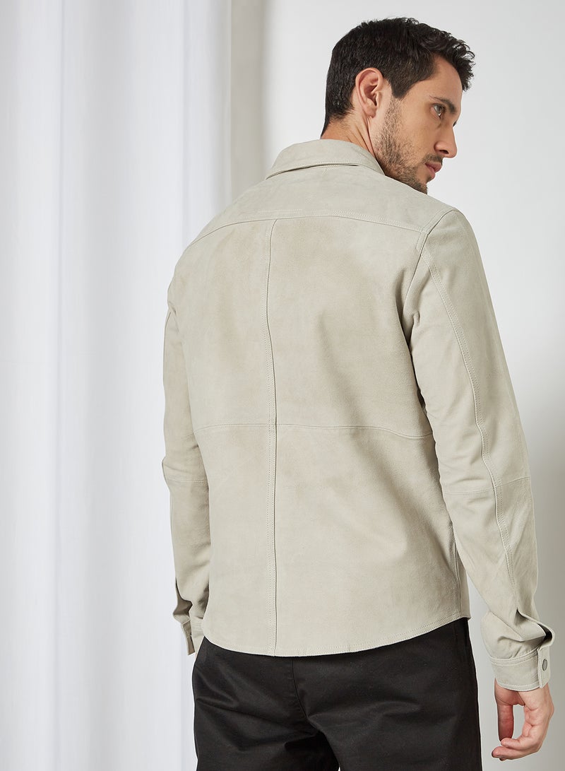 Suede Overshirt White Pepper