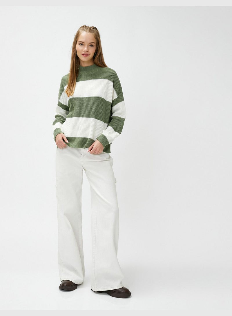 Ribbed Long Sleeve Crew Neck Sweater