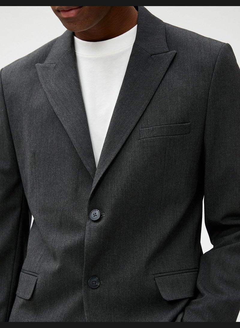 Blazer Jacket Button Detailed Slim Fit