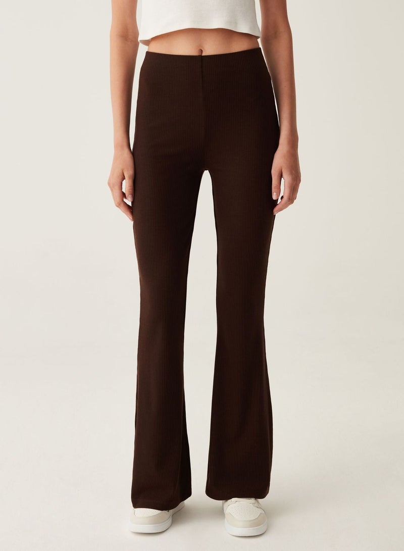 OVS Flat-Ribbed Flare-Fit Trousers