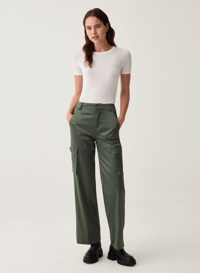 OVS Cargo Trousers In Satin