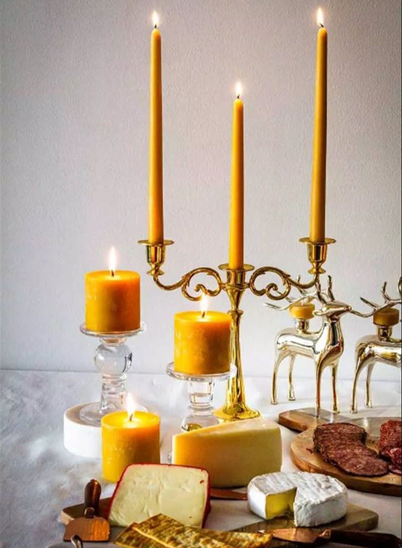 Premium Dutchman's Gold 10 Inch Hand Dipped Taper Candles – Perfect for Dining Tables, Weddings, Special Occasions, and Ambient Lighting