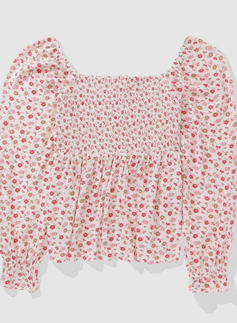 Floral Puff Sleeve Top