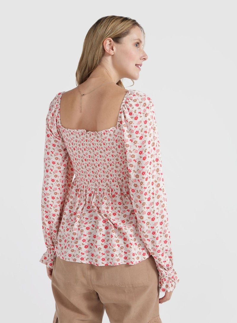 Floral Puff Sleeve Top