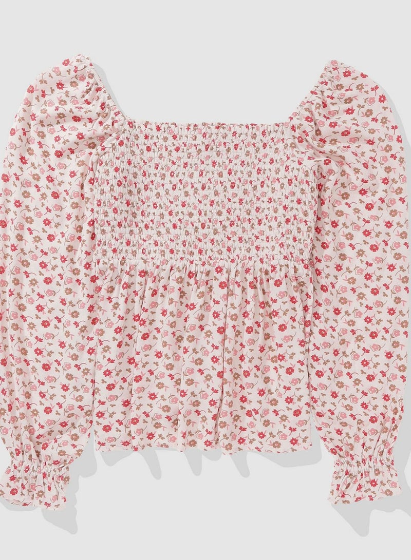 Floral Puff Sleeve Top