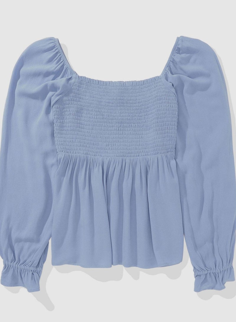 Puff Sleeve Ruched Top