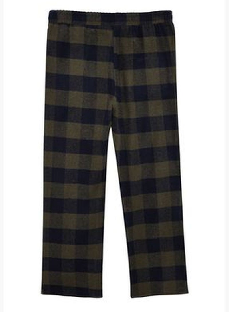 Men's Khaki Comfortable Fit Plaid Weave Pajama Bottoms.