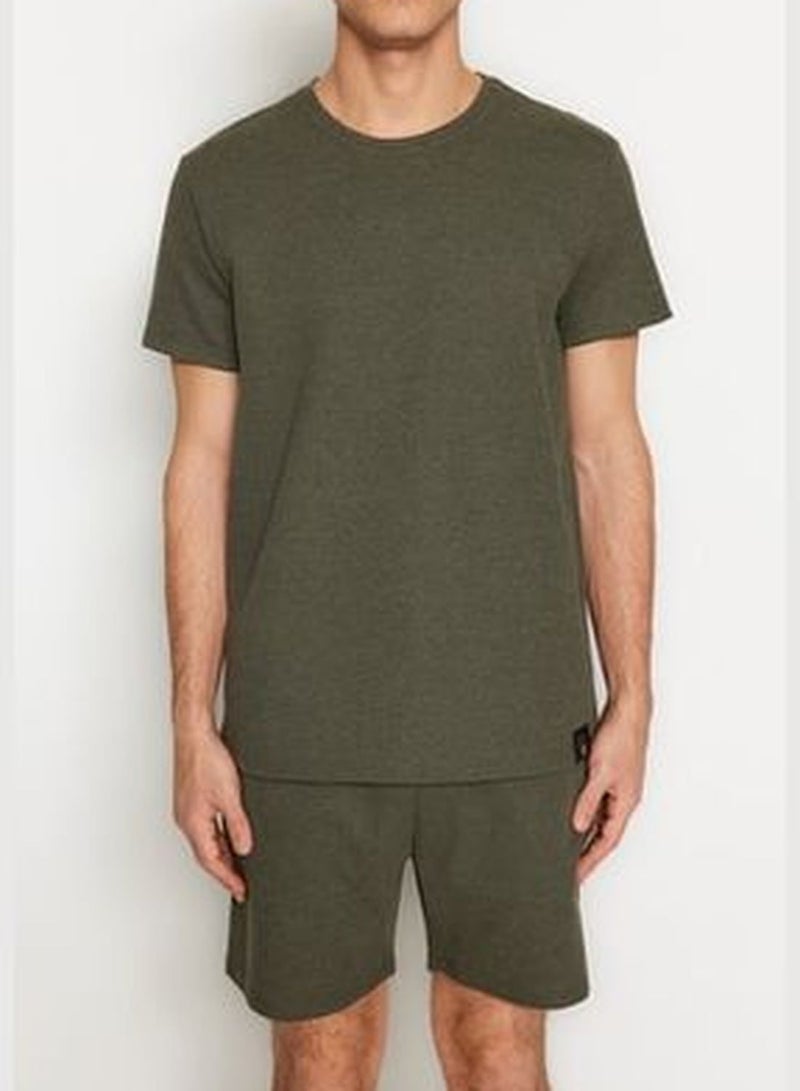 Men's Khaki Regular Fit Pajamas Set