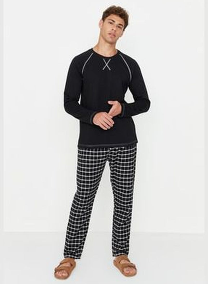 Black Men's Regular Fit Pajamas Set
