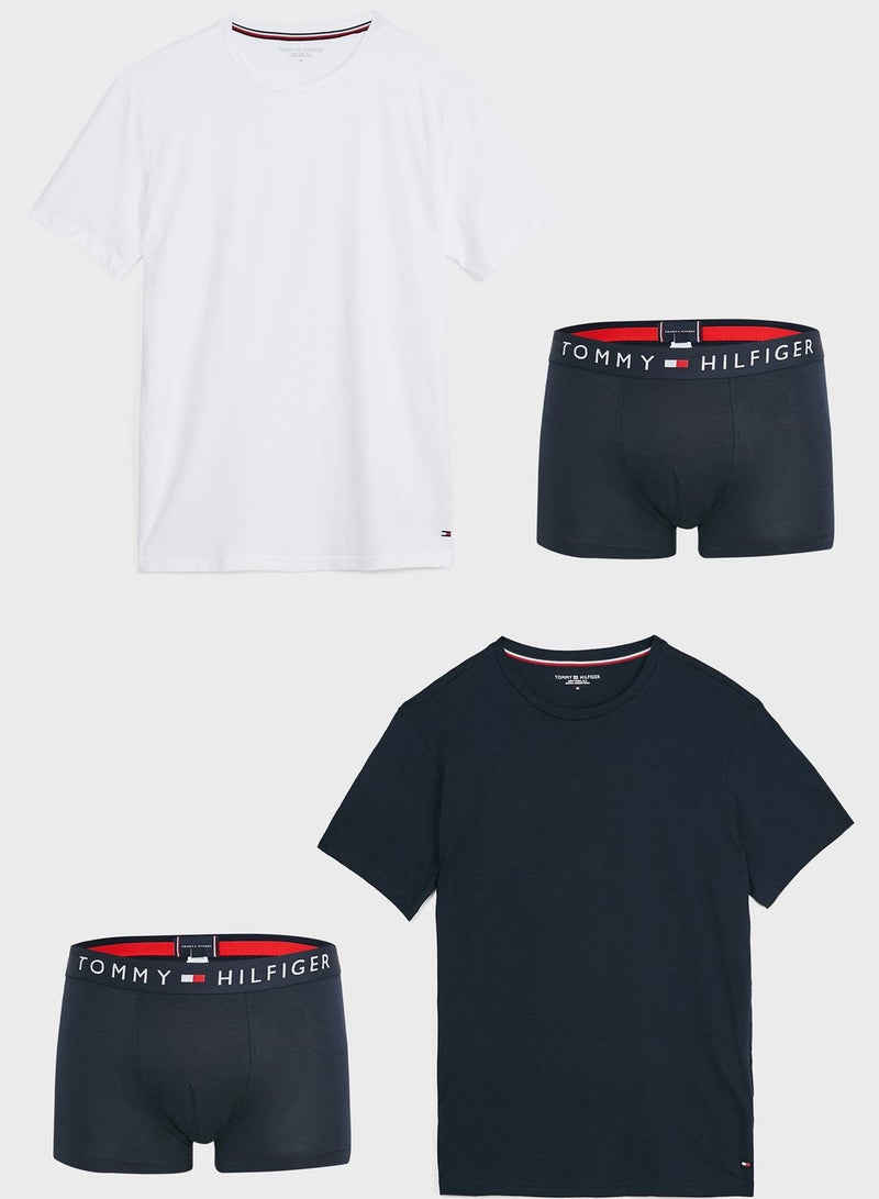 3 Pack Log Band Trunks And 2 Pack T-Shirt Set