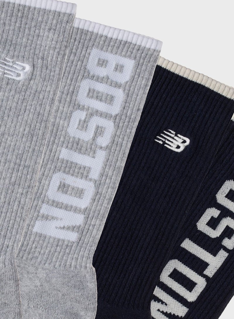 2 Pack Boston Crew Socks