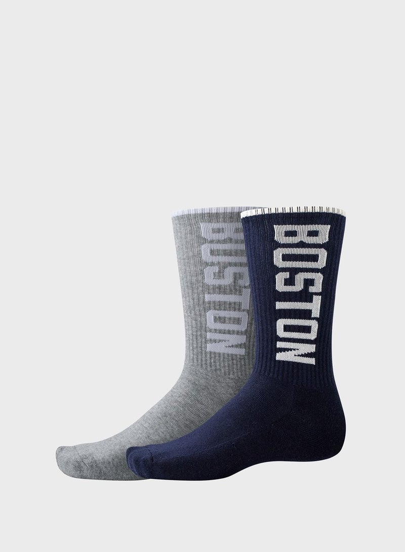 2 Pack Boston Crew Socks