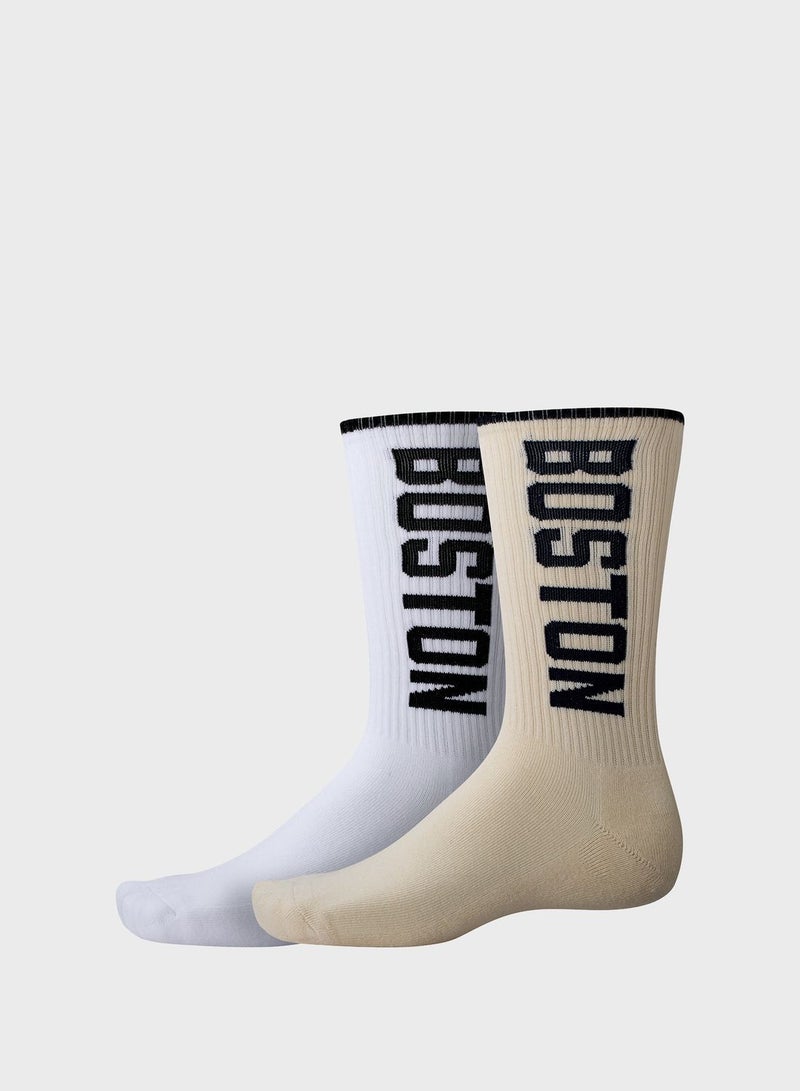 2 Pack Boston Crew Socks