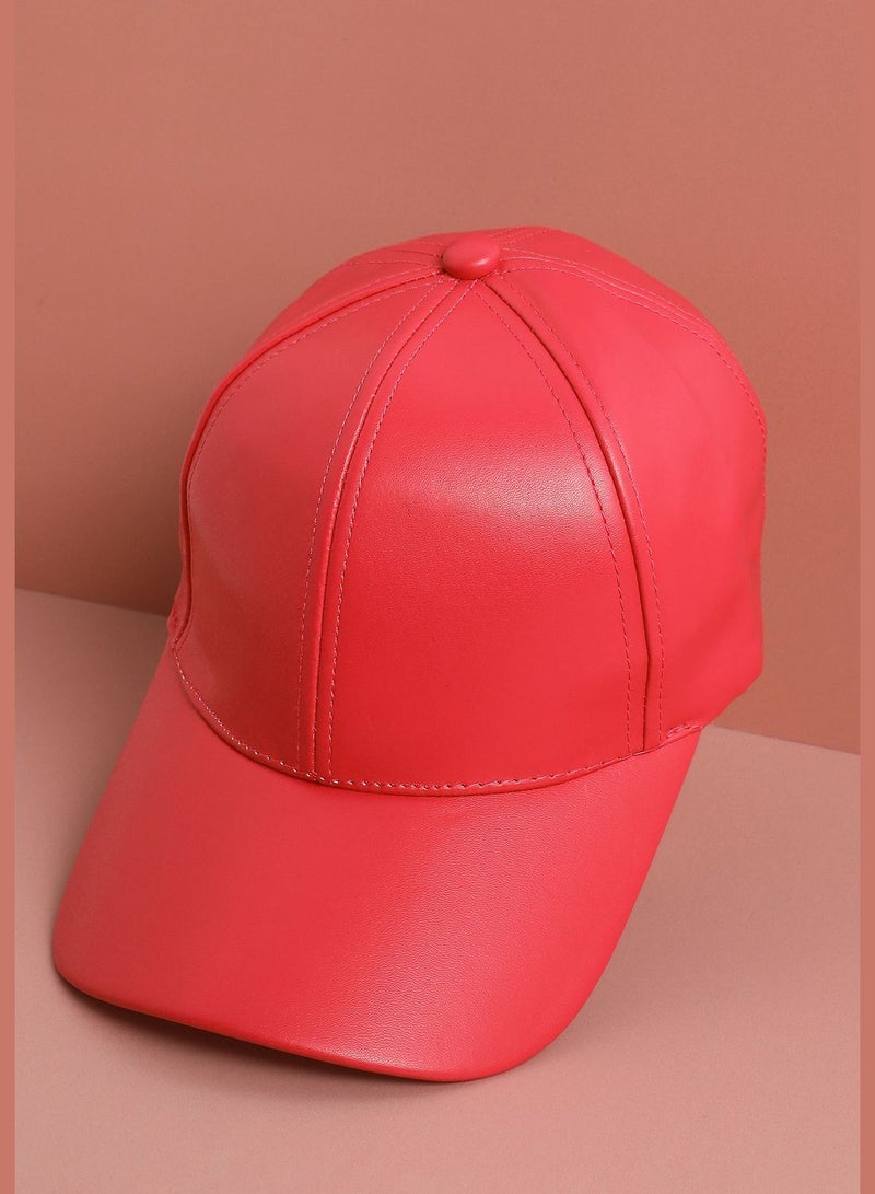 Casual Solid PU Leather Baseball Cap For Men