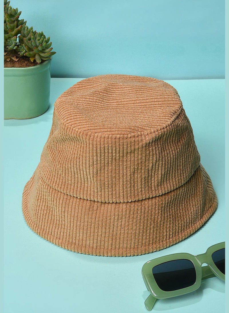 Casual Corduroy Polyester Bucket Hat For Men