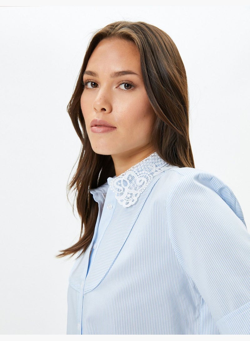 Lacy Neck Short Sleeve Shirt