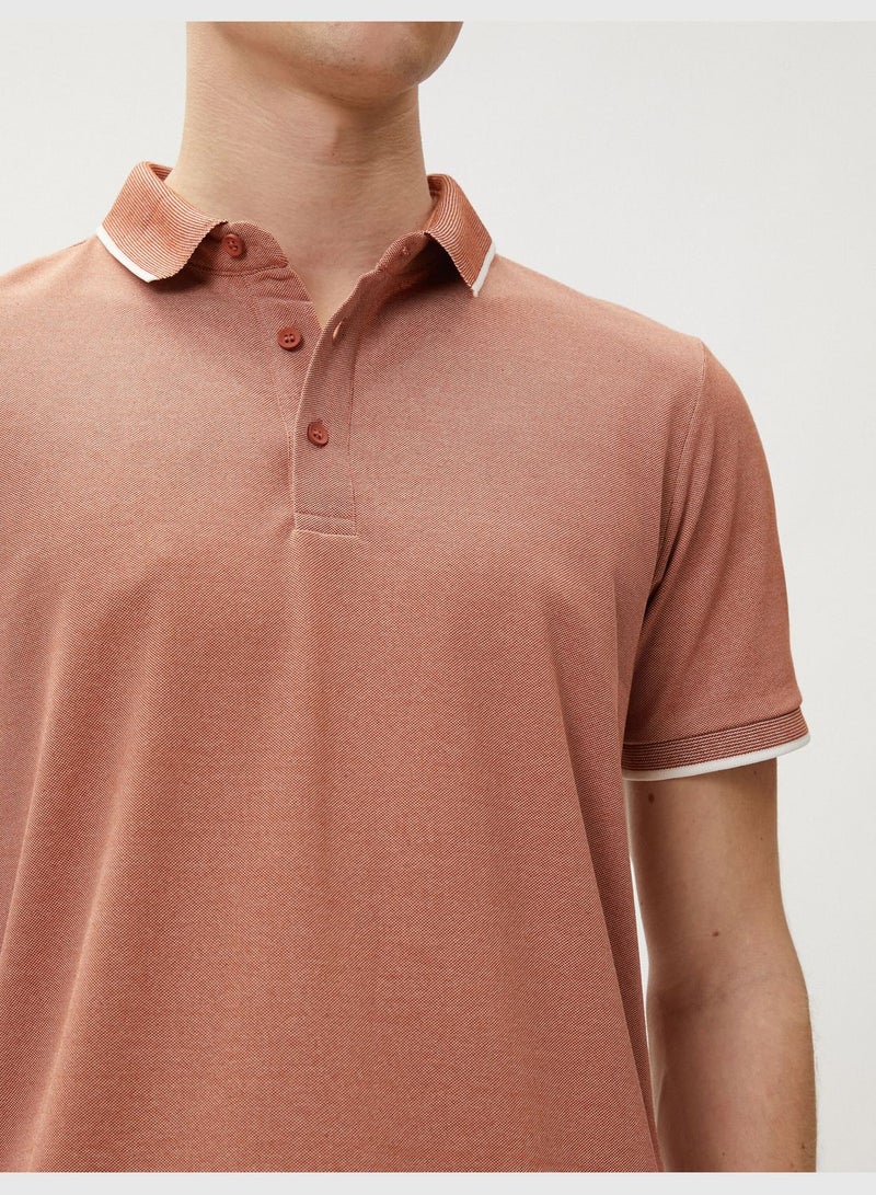 Polo Neck T-Shirt Buttoned Slim Fit Short Sleeve