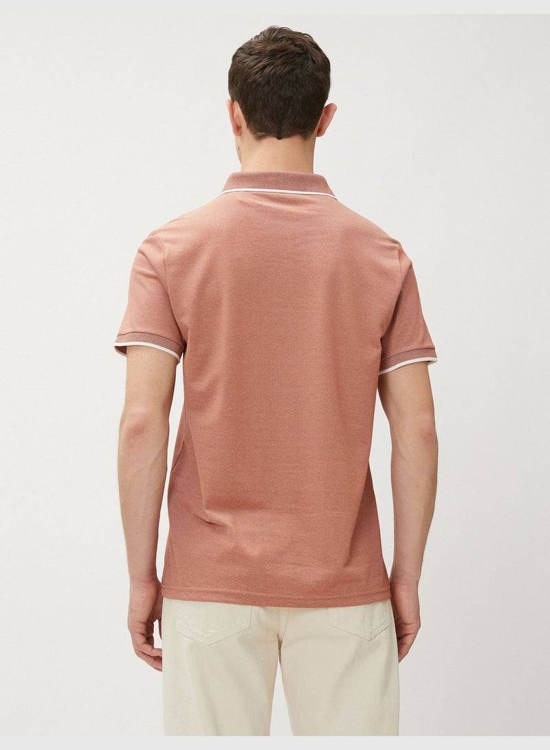 Polo Neck T-Shirt Buttoned Slim Fit Short Sleeve