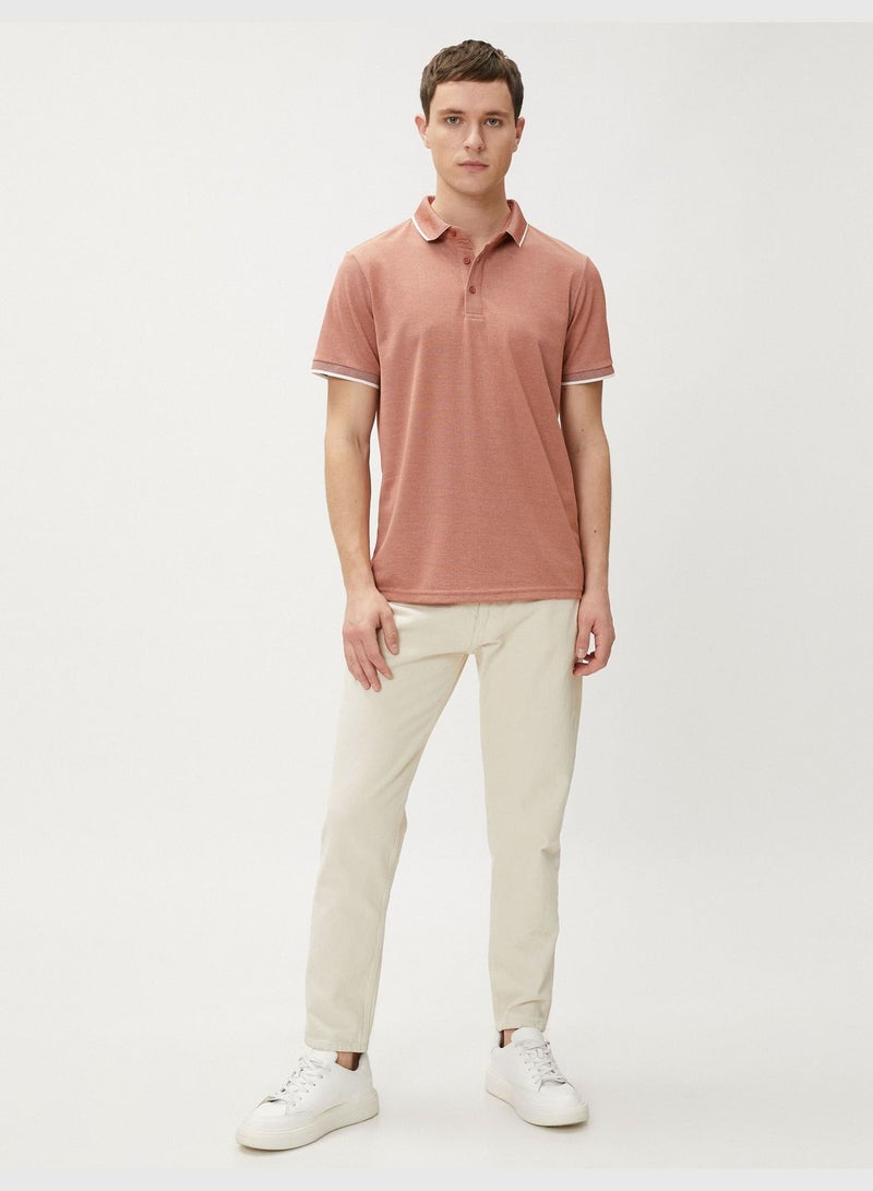 Polo Neck T-Shirt Buttoned Slim Fit Short Sleeve