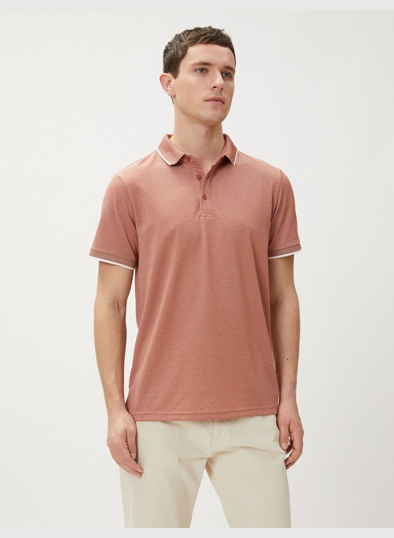 Polo Neck T-Shirt Buttoned Slim Fit Short Sleeve