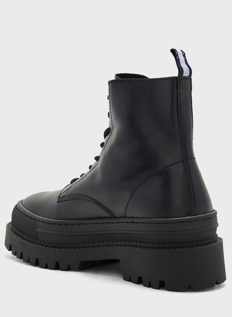 Lace Up High Top Boots